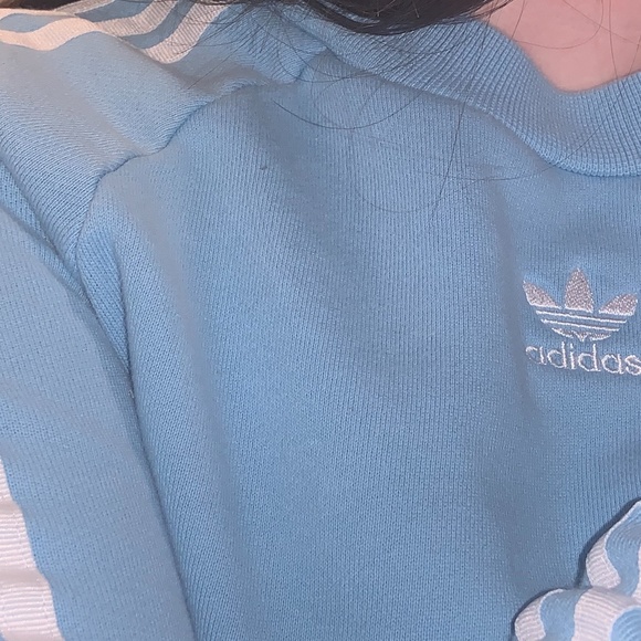 Adidas~ baby blue crewneck sweater - Picture 3 of 5